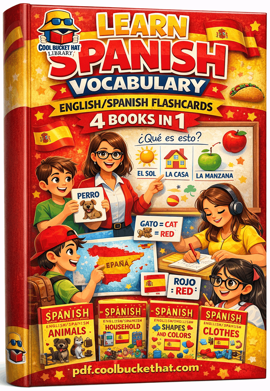 Learn Spanish Vocabulary English Spanish Flashcards 4 Books in 1